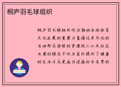 桐庐羽毛球组织