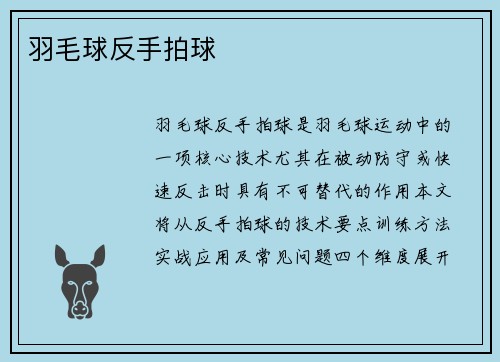 羽毛球反手拍球